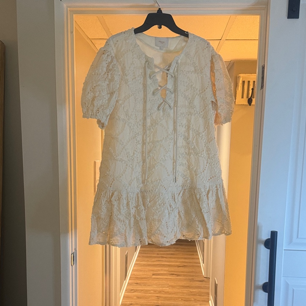 Chic Cream Eyelet Mini Dress